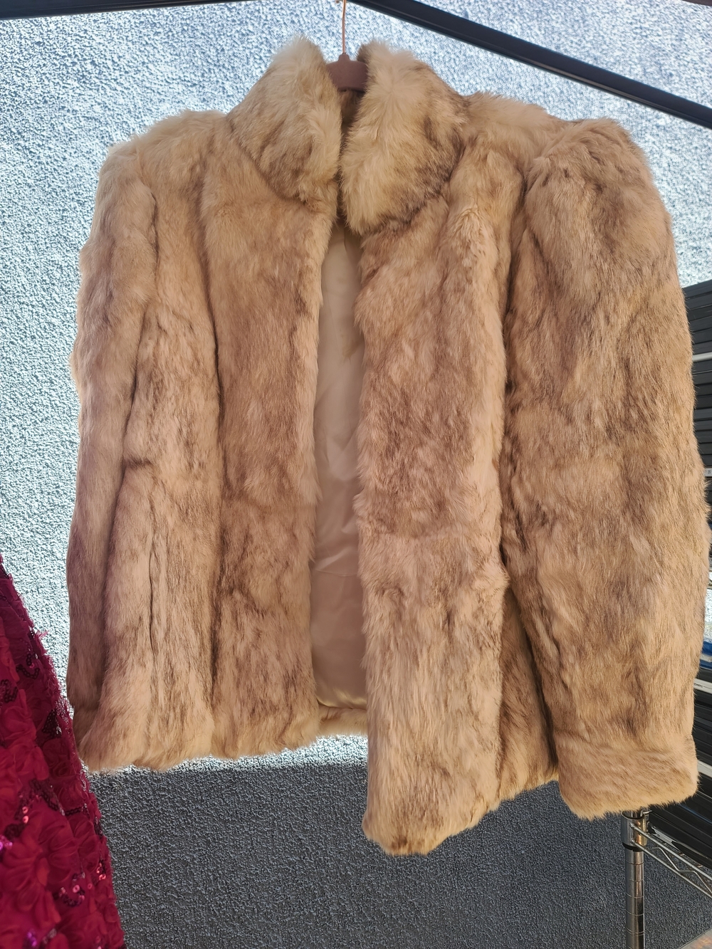 Vintage Women's REAL Rabbit Fur Jacket in Light Tan